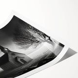 Extra large rolled print featuring line art flowers in black and white, ideal for large living room wall art.