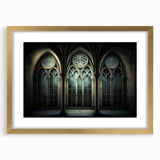 Textured abstract art print depicting a church, in gold and white tones on a framed canvas, suitable for bedroom art.