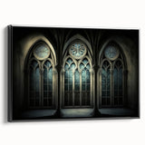 Black and white framed canvas featuring a vintage church landscape, ideal for bedroom wall decor.
