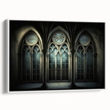 Framed canvas featuring a vintage poster art of a black and white landscape painting, ideal for bedroom wall decor.