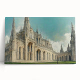 Black and white photo of a church on stretched canvas, suitable as large kitchen wall art or bedroom decor.