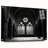 Large abstract wall art on acrylic glass depicting a colorful geometric design.