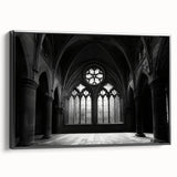 Black and white framed canvas of a vintage church landscape, ideal for bedroom wall art.