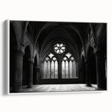 Framed canvas featuring a black and white vintage poster art of a landscape painting, ideal for bedroom wall decor.