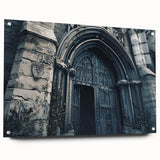 Large abstract wall art on acrylic glass depicting a vibrant collage of church designs.