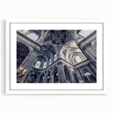 Abstract art print featuring textured patterns in neutral tones on a large framed canvas, ideal for living room decor.