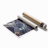 Extra large rolled print of a floral church design in muted pastel colors, suitable for classy bathroom wall art.