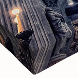 Black and white landscape art painting on canvas depicting a serene church scene, ideal for bedroom wall decor.