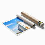 Extra large rolled print of a church design with muted floral motifs, ideal for classy bathroom wall art.