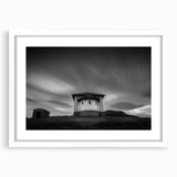 Extra large abstract art print featuring textured patterns in muted earth tones, framed in white.