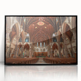 Large abstract wall art featuring geometric shapes in muted earth tones, framed in black acrylic.