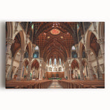 Large black and white stretched canvas of a church design, ideal for kitchen wall art.