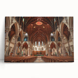 Black and white photo of a church on stretched canvas, ideal for kitchen wall art or bedroom ambiance.