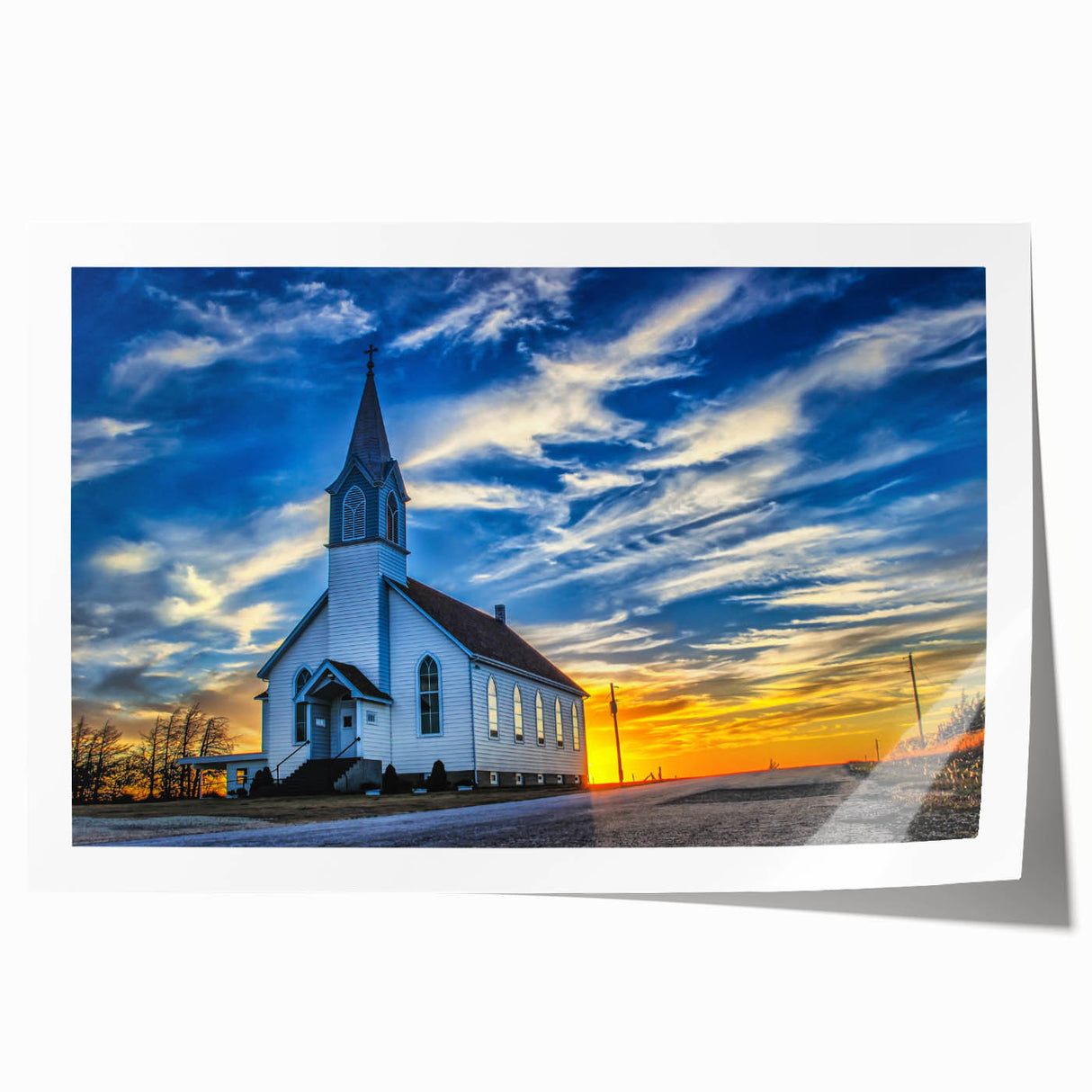 Extra large rolled print of a floral church design in muted earth tones, ideal for art wall dining room.