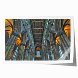 Extra large rolled print of a floral church design in muted earth tones, suitable for dining room or bathroom.