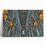 Black and white stretched canvas of a church design, ideal for kitchen wall art or bedroom ambiance.