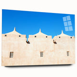 Acrylic print of a large abstract mosque design in muted earth tones, ideal for bedroom or dining room art.