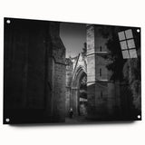 Acrylic print of a large abstract mosque design in soft blue and gray tones, suitable for bedroom or dining room decor.