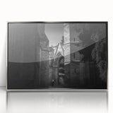 Art deco style mosque design in silver and blue tones on a framed acrylic, suitable for modern art wall decor.