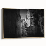 Framed canvas landscape art of a mosque in colorful tones, ideal for adding a vibrant touch to any living space.