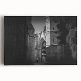 Black and white print of a mosque on stretched canvas, ideal for kitchen wall art with its large art format.