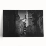 Black and white stretched canvas of a mosque design, ideal for kitchen wall art or bedroom ambiance.