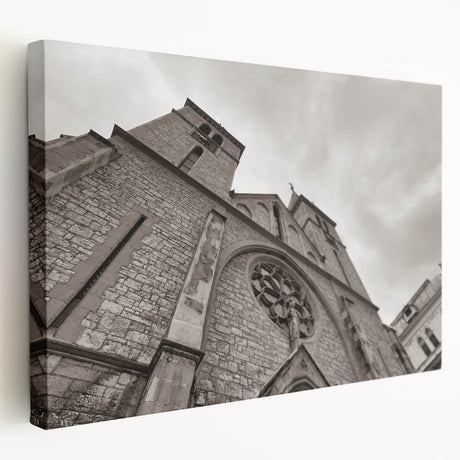 Side view of a large canvas print featuring a detailed mosque design in earth tones, suitable for kitchen wall art.