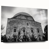 Acrylic print of a large abstract mosque design in muted earth tones, ideal for bedroom or dining room art.