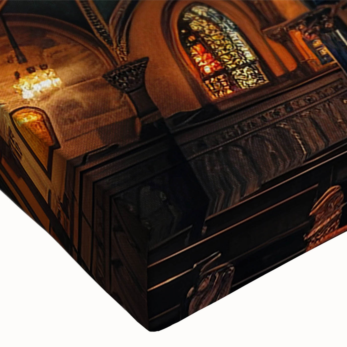 Black and white landscape art painting of a synagogue on a stretched canvas, ideal for bedroom wall art.
