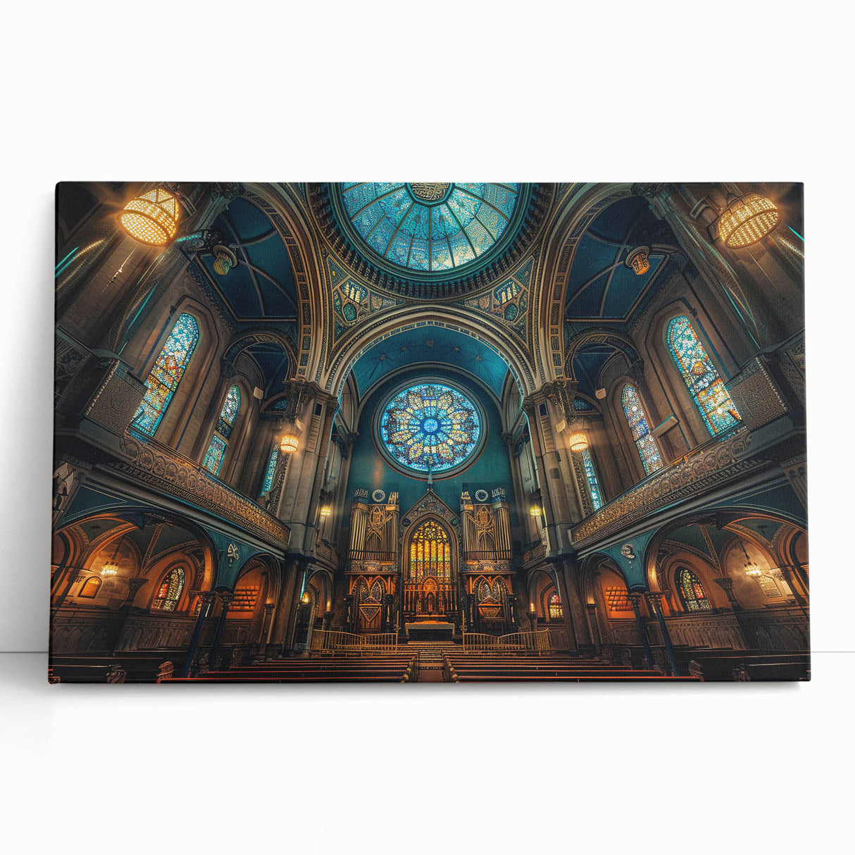 Black and white stretched canvas featuring a large synagogue design, ideal for kitchen wall art or bedroom decor.