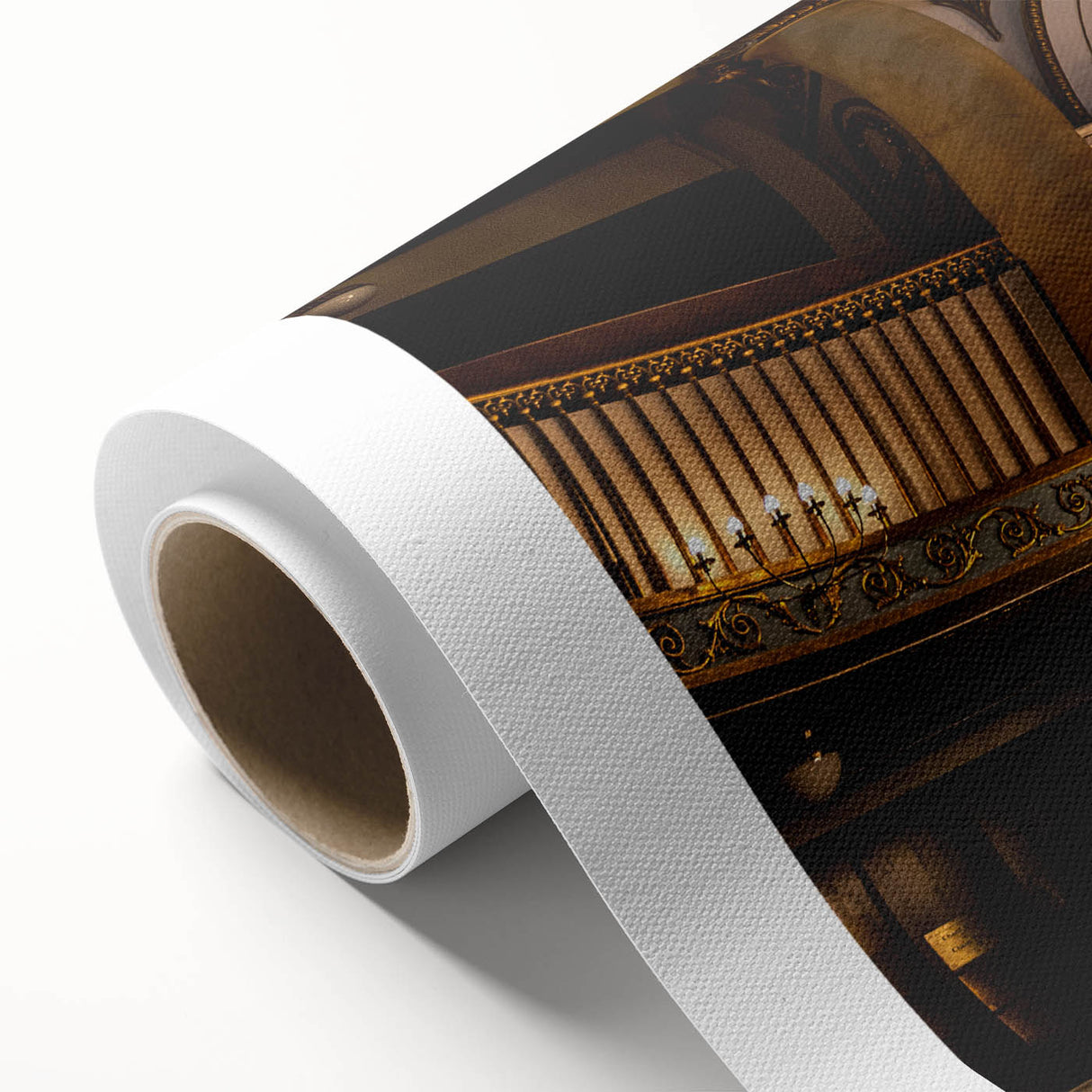 Art Deco poster of a synagogue in pastel shades on rolled canvas, suitable for nursery wall art or dining room decor.