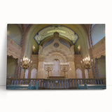 Black and white stretched canvas of a synagogue design, suitable as large kitchen wall art or for a bedroom.