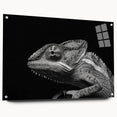 Vibrant acrylic wall art depicting a colorful chameleon in a side view, showcasing intricate details and textures, perfect for reptile enthusiasts and home decor.