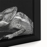 Vibrant close-up of a chameleon-themed wall art canvas, showcasing intricate details and vivid colors, perfect for reptile enthusiasts and modern decor.