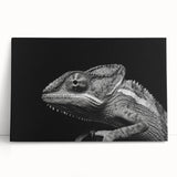 Stretched canvas wall art showcasing a vibrant chameleon design, perfect for reptile enthusiasts; features vivid colors and intricate details, ideal for home decor.