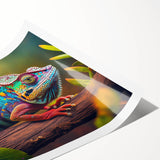 Vibrant chameleon wall art print featuring intricate details and vivid colors, rolled and ready for framing, perfect for reptile enthusiasts and home decor.