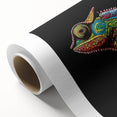 Vibrant chameleon wall art design printed on high-quality rolled canvas, showcasing vivid colors and intricate details, perfect for reptile enthusiasts and home decor.
