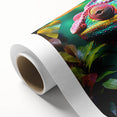 Vibrant chameleon wall art on rolled canvas showcasing intricate colors and patterns, perfect for enhancing home decor in a stylish, nature-inspired theme.