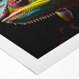 Vibrant rolled canvas showcasing a detailed chameleon design, perfect for reptile enthusiasts, packaged securely in a durable tube for easy display.