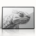 Framed wall art showcasing a vibrant chameleon design in striking colors, set against a black background, perfect for reptile enthusiasts and home decor.