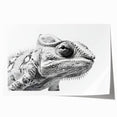 Vibrant chameleon-themed wall art print featuring intricate details and rich colors, elegantly rolled for easy display and storage in a protective tube. Perfect for reptile enthusiasts and home decor lovers.