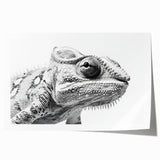 Vibrant chameleon-themed wall art print featuring intricate details and rich colors, elegantly rolled for easy display and storage in a protective tube. Perfect for reptile enthusiasts and home decor lovers.