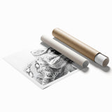 Vibrant chameleon wall art print featuring intricate design details, showcasing bright greens and blues, rolled and packaged securely in a protective tube.