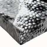 Close-up of a vibrant chameleon design wall art on stretched canvas, showcasing intricate details and vivid colors, perfect for reptile enthusiasts and home decor.