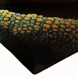 Close-up of a vibrant chameleon wall art design on stretched canvas, showcasing detailed textures and vivid colors, perfect for reptile enthusiasts and modern decor.