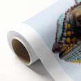 Vibrant chameleon design on rolled canvas showcasing intricate details and vivid colors, perfect for reptile enthusiasts and contemporary home décor.
