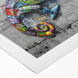 Colorful chameleon wall art design on rolled canvas, showcasing intricate details and vibrant hues, perfect for reptile enthusiasts and modern decor.