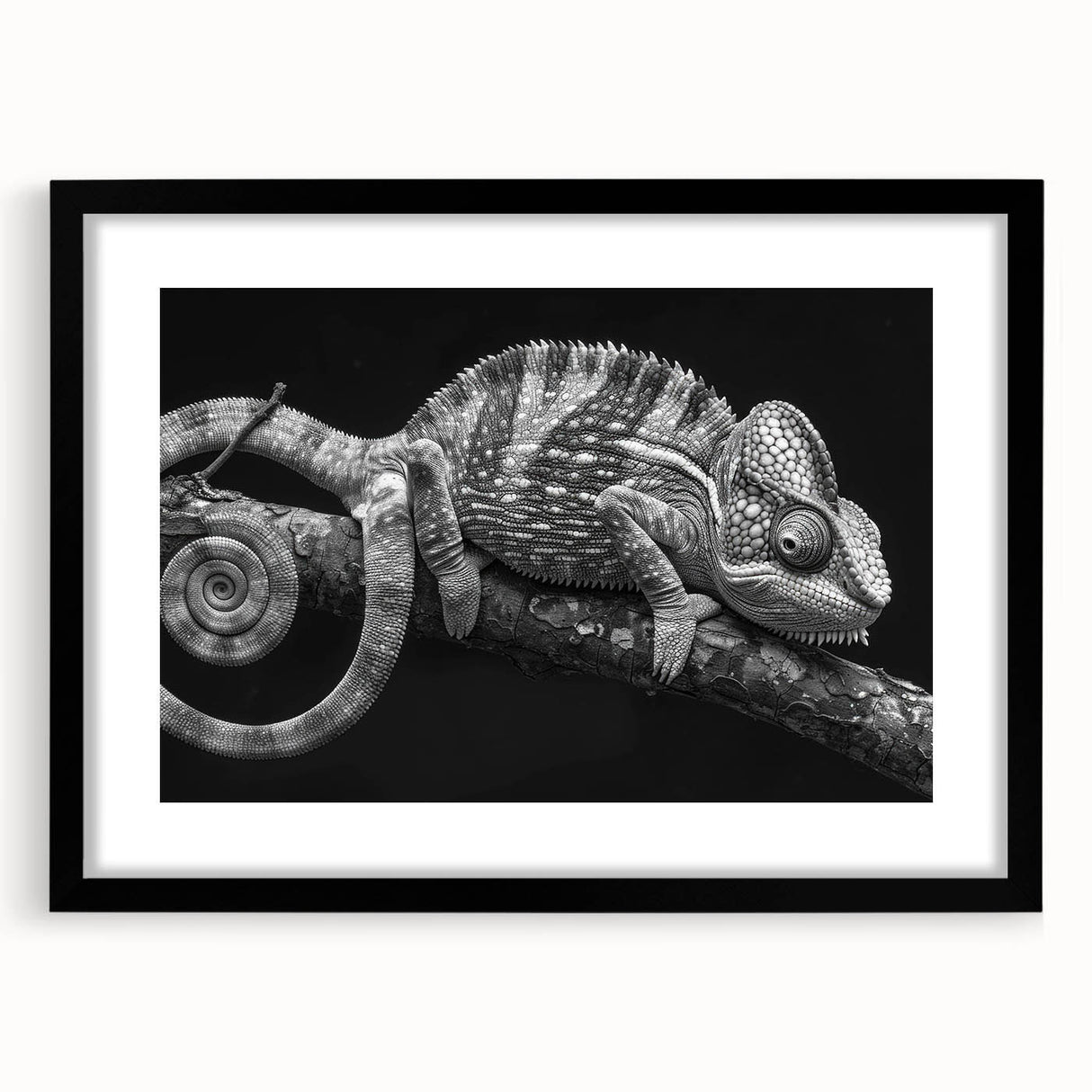 Framed wall art featuring a vibrant chameleon design, showcasing intricate details and bold colors, perfect for adding a unique touch to any living space.