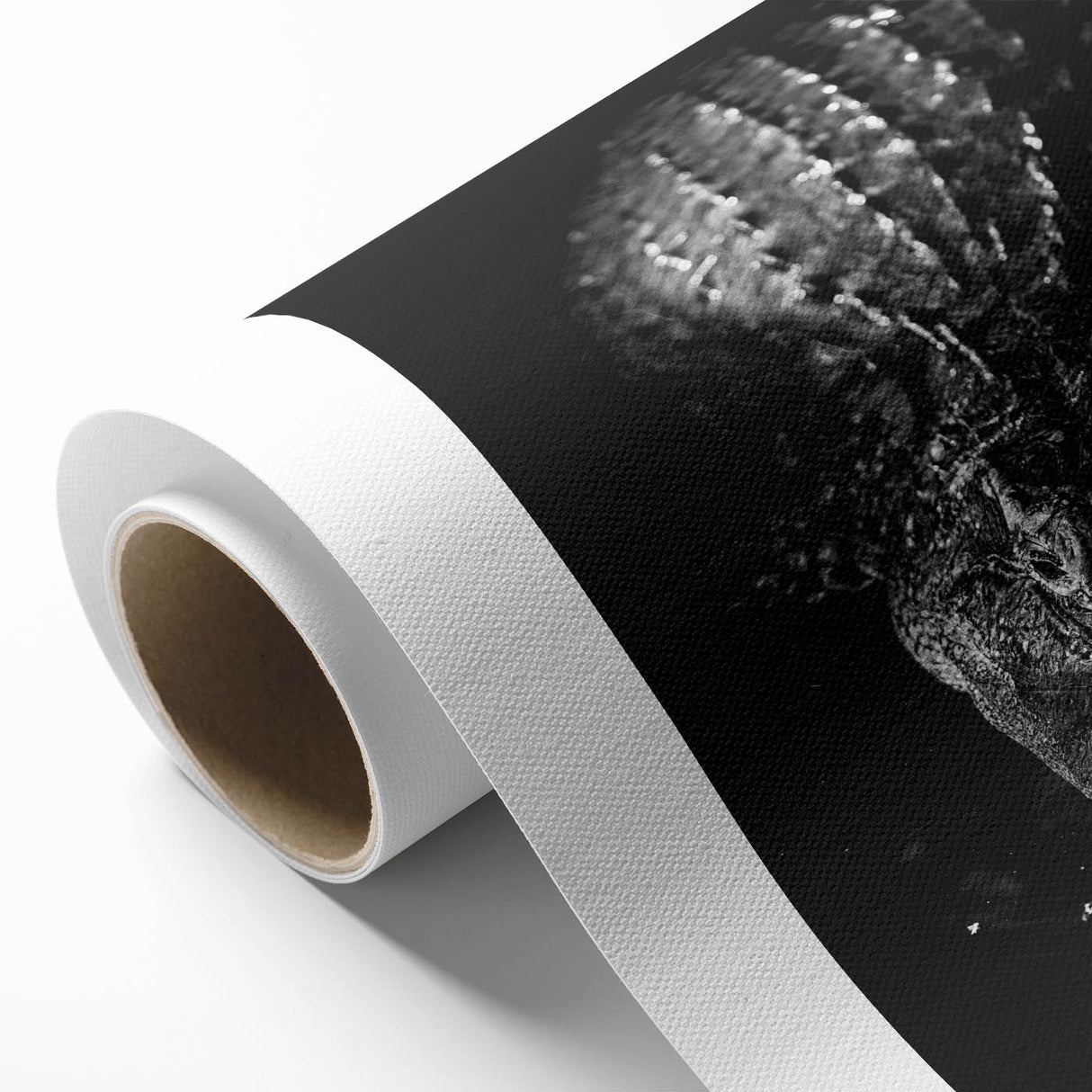 Rolled canvas artwork showcasing a vibrant reptile design, featuring alligators and crocodiles against a colorful backdrop, perfect for wildlife enthusiasts and home decor.