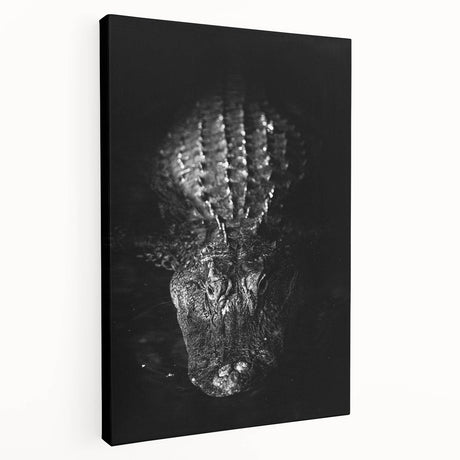 Stretched canvas wall art featuring a vibrant design of reptiles, including alligators and crocodiles, showcasing intricate details and bold colors, ideal for wildlife enthusiasts.
